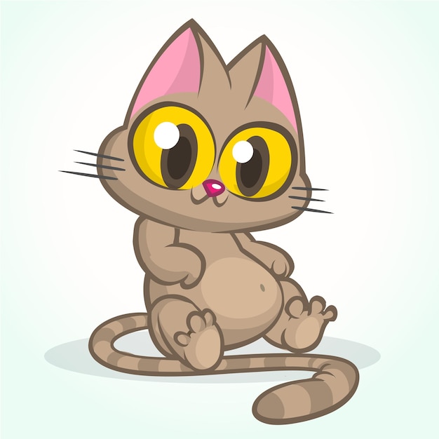 Cute and funny cartoon cat Vector illustration