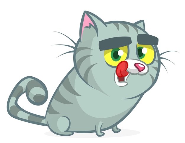 Cute and funny cartoon cat Vector illustration