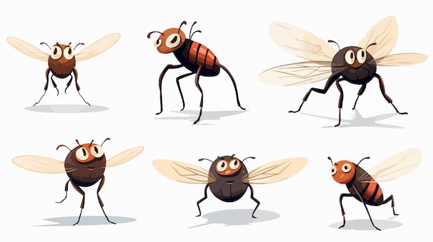 Cute and Funny Cartoon Style Flies in Close Up Stock Photo