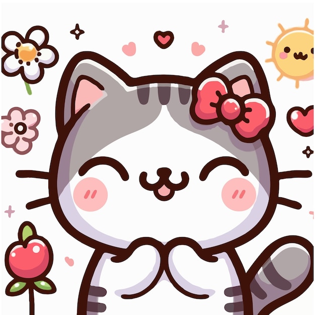 cute funny cat vector on white background