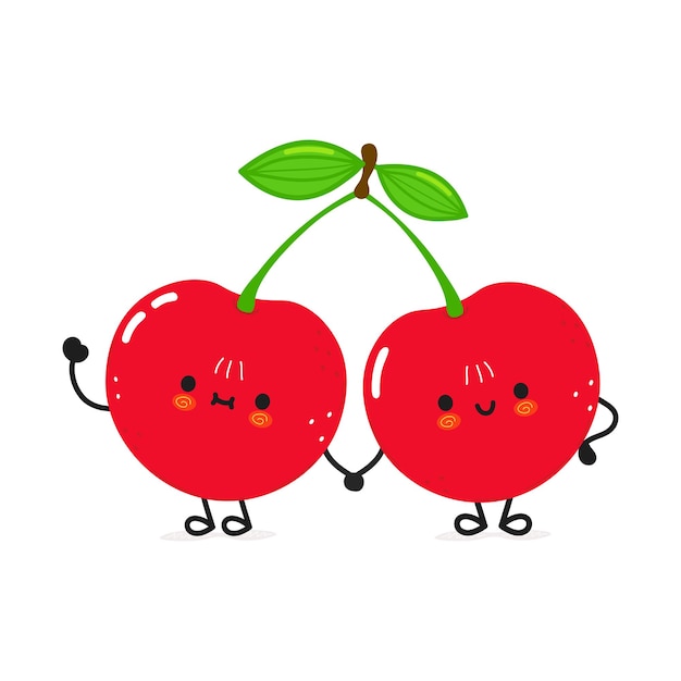 Cute funny cherry waving hand character