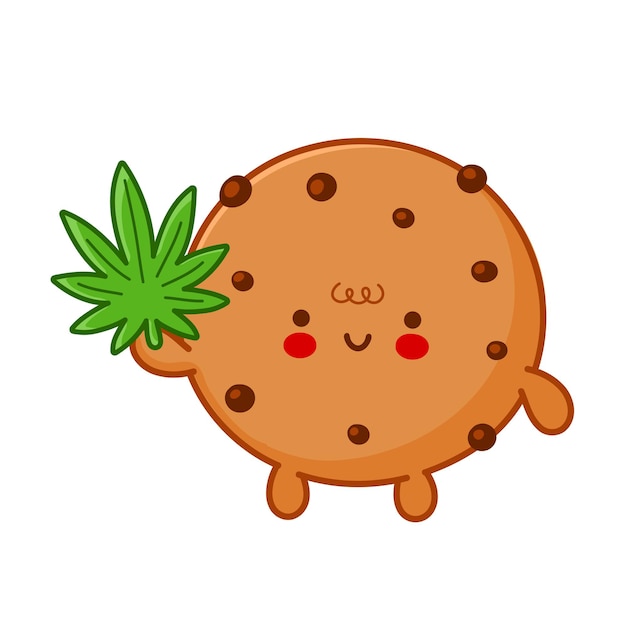 Cute funny chocolate cookie with marijuana weed leaf character