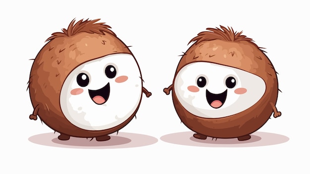 Cute and Funny Coconut Being Chopped in Vector Cartoon Style