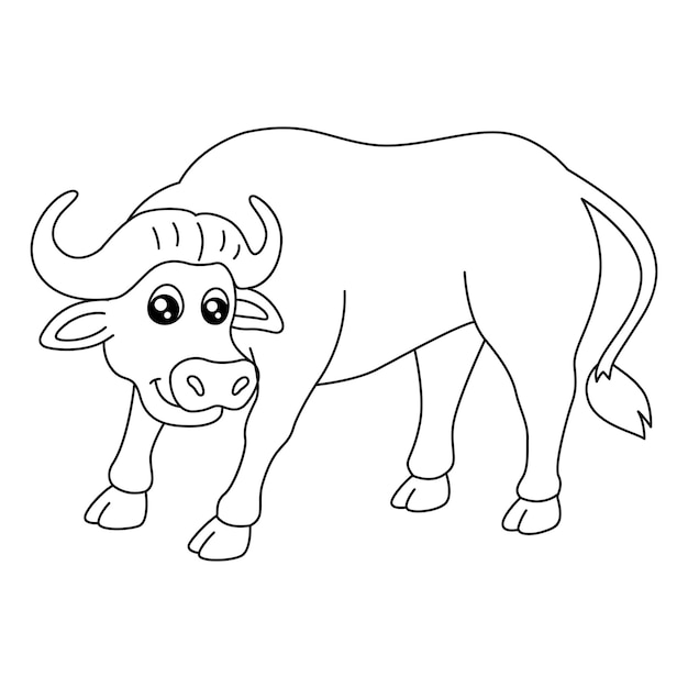 A cute and funny coloring page of a buffaloe. Provides hours of coloring fun for children. To color, this page is very easy. Suitable for little kids and toddlers.