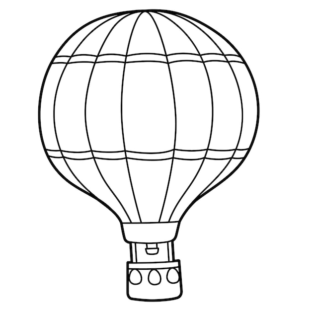 A cute and funny coloring page of a hot air balloon vehicle. Provides hours of coloring fun for children. To color, this page is very easy. Suitable for little kids and toddlers.