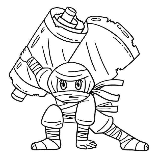 A cute and funny coloring page of a Ninja with Jutsu Scroll. Provides hours of coloring fun for children. Color, this page is very easy. Suitable for little kids and toddlers.