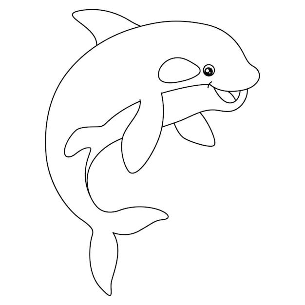 A cute and funny coloring page of an orca. Provides hours of coloring fun for children. To color, this page is very easy. Suitable for little kids and toddlers.