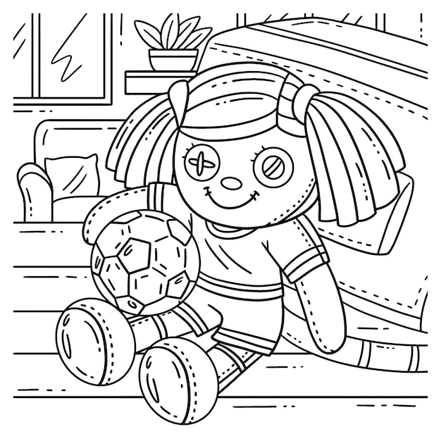 A cute and funny coloring page of a Plush Soccer Player Provides hours of coloring fun for children To color this page is very easy Suitable for little kids and toddlers