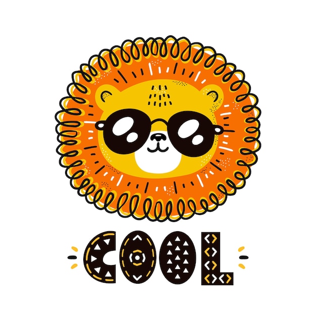 Cute funny cool lion in sunglasses character