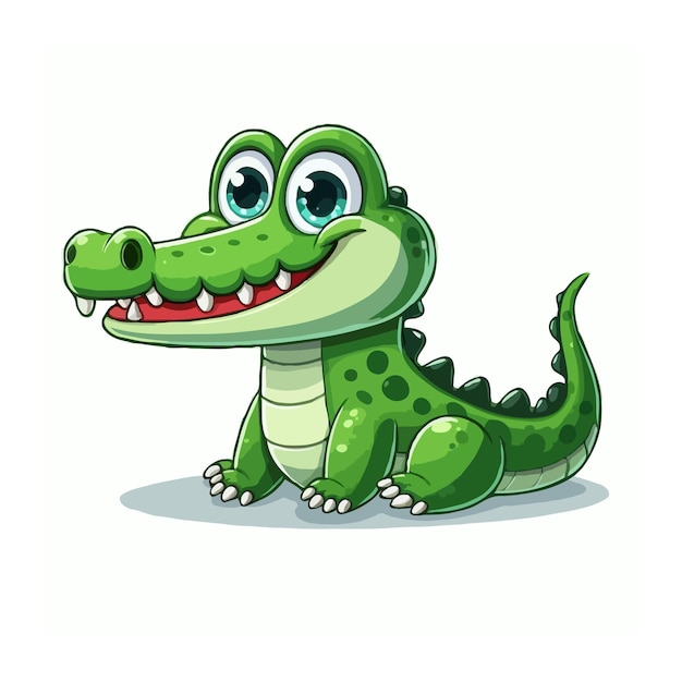 Vector cute funny crocodiles cartoon vector on white background