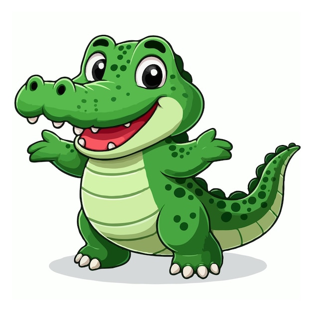 Vector cute funny crocodiles cartoon vector on white background