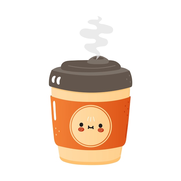 Cute funny cup of coffee character