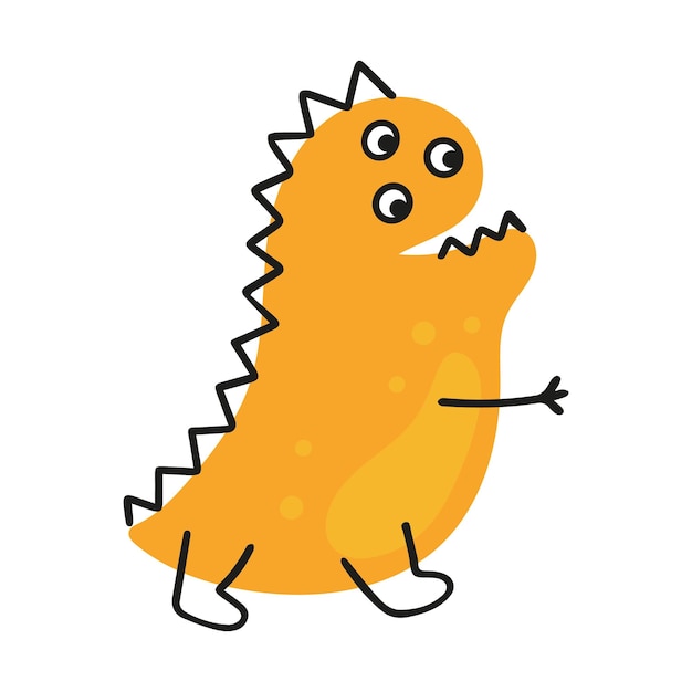 Cute funny doodle monster icon like dino. Happy Halloween. Cute cartoon baby character