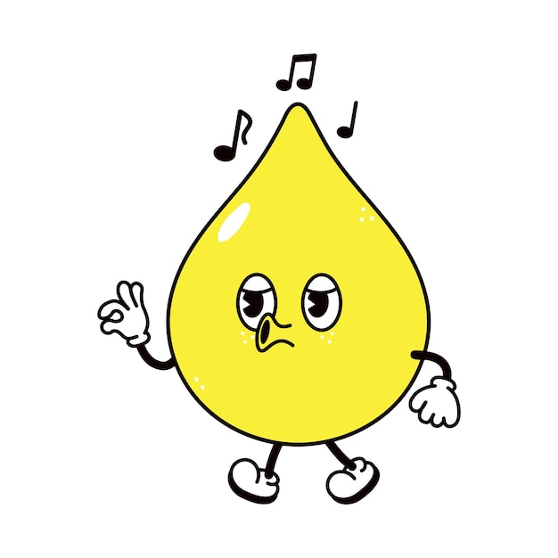 Cute funny drop of urine walking singing character