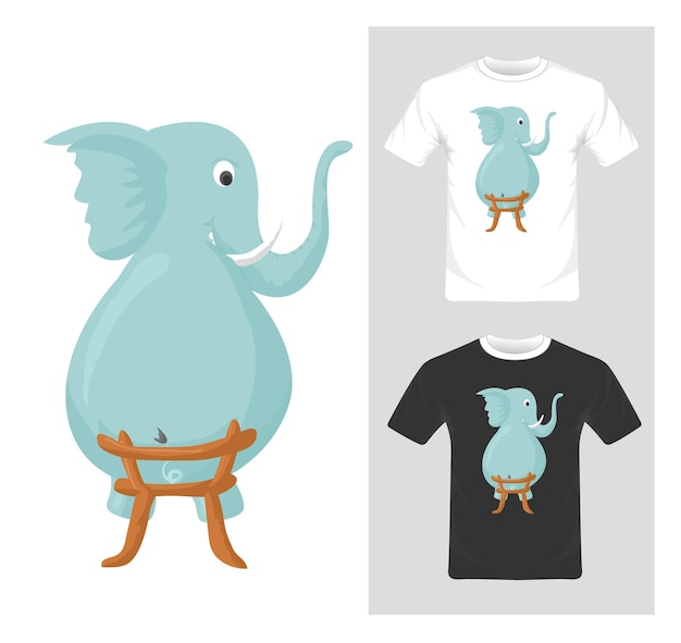 Vector cute funny elephant vector illustration tshirt graphic design