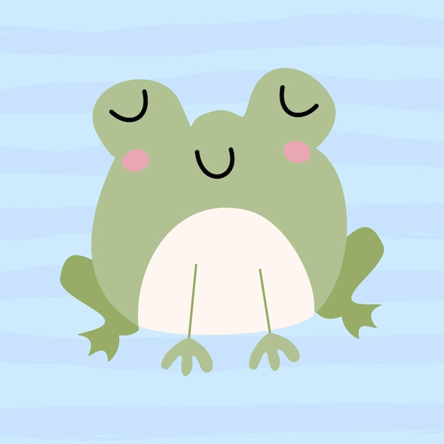 Vector cute and funny frog illustration