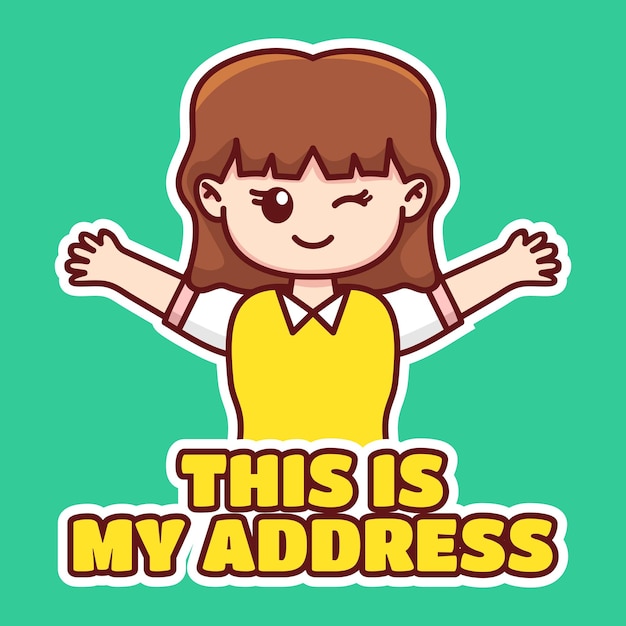 Cute and funny girl sticker illustration