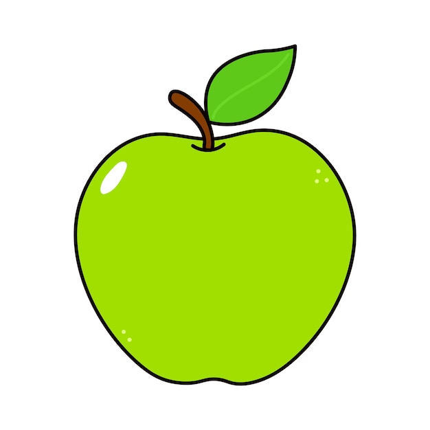 Cute funny green apple icon character