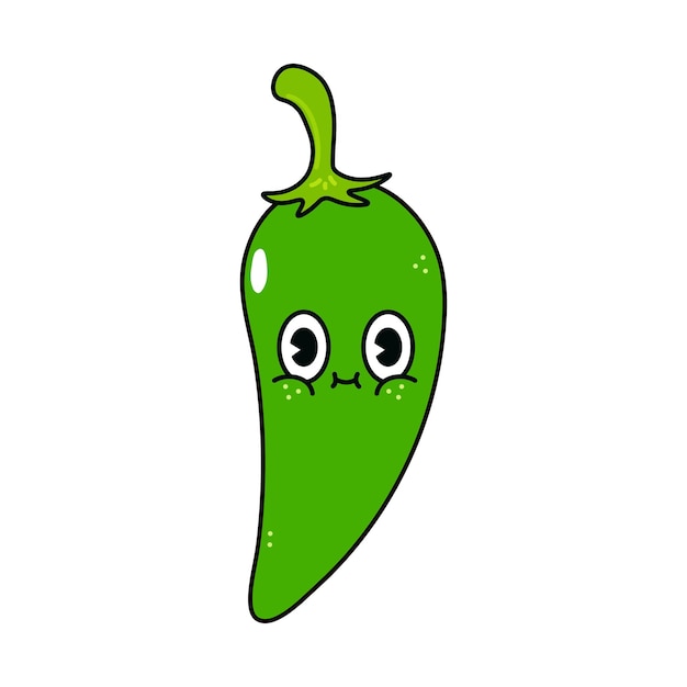 Cute funny green chili pepper character