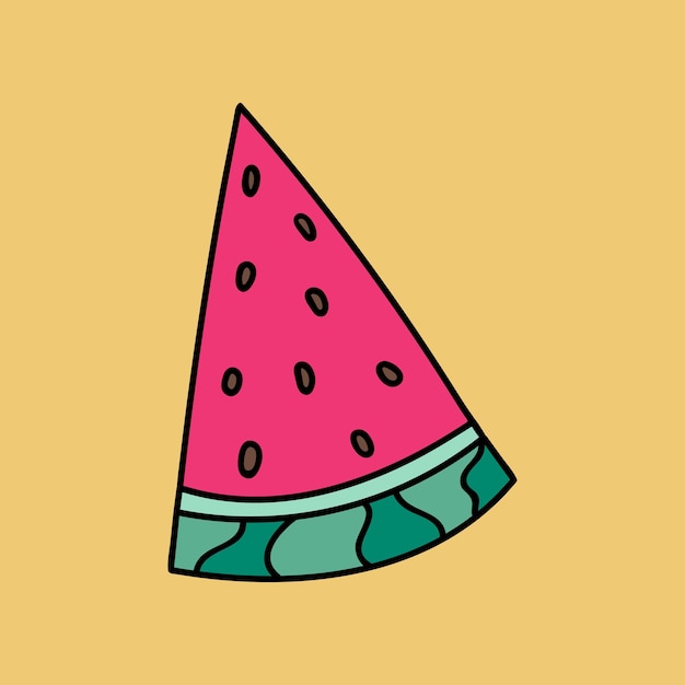 Cute and funny hand drawn watermelon Vector summer fruit clipart