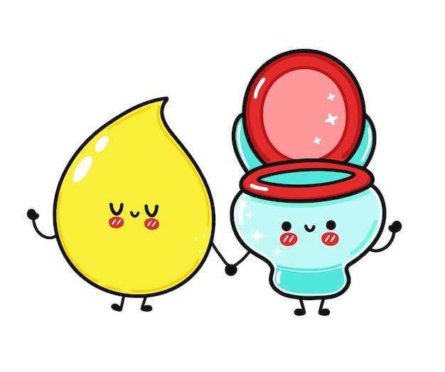 Vector cute funny happy drop of urine and  toilet character