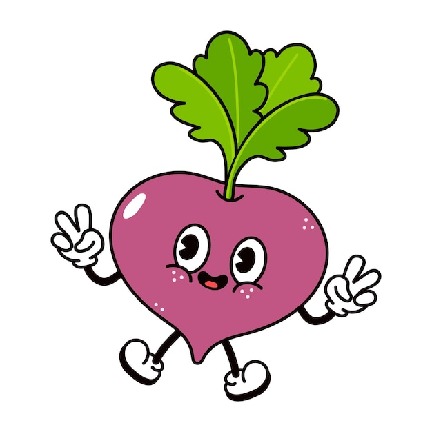 Cute funny jumping radish character