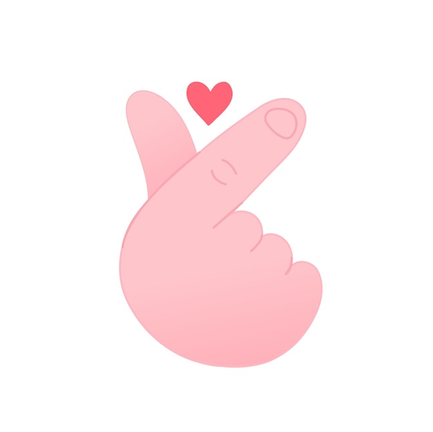 Cute funny korean love gesture symbol.Vector hand drawn cartoon illustration icon. Isolated on white background. Finger love,korean heart gesture sign cartoon concept