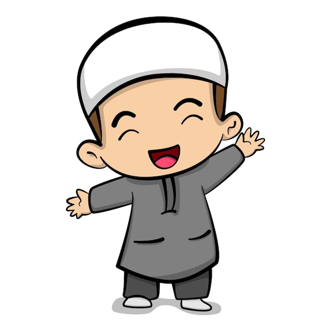 Cute and Funny Muslim Boy Cartoon