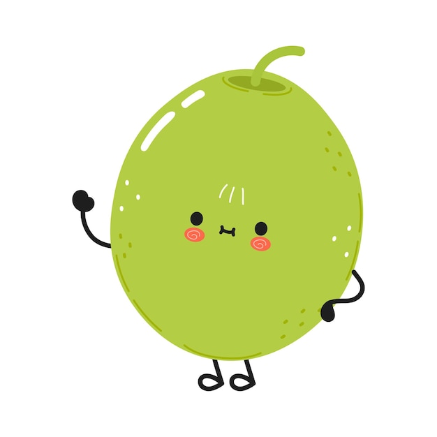 Cute funny olive waving hand character