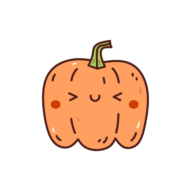 Vector cute and funny orange pumpkin isolated on white background kawaii character