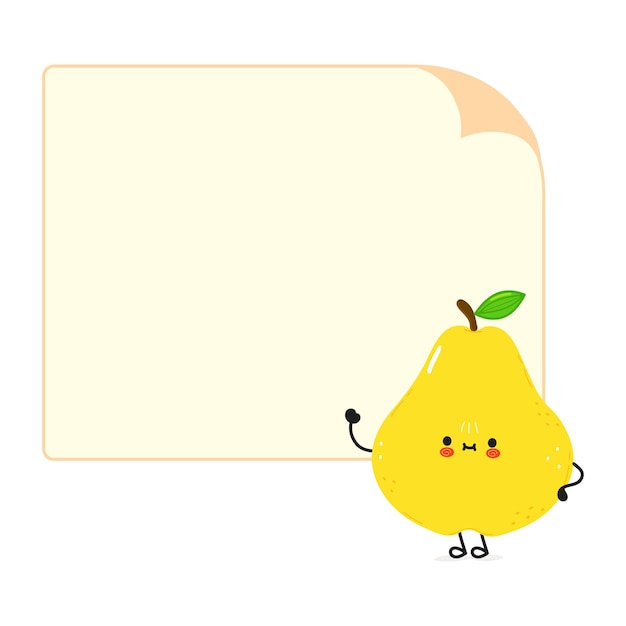 Cute funny pear character with speech bubble