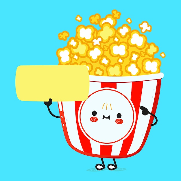 Cute funny popcorn poster character