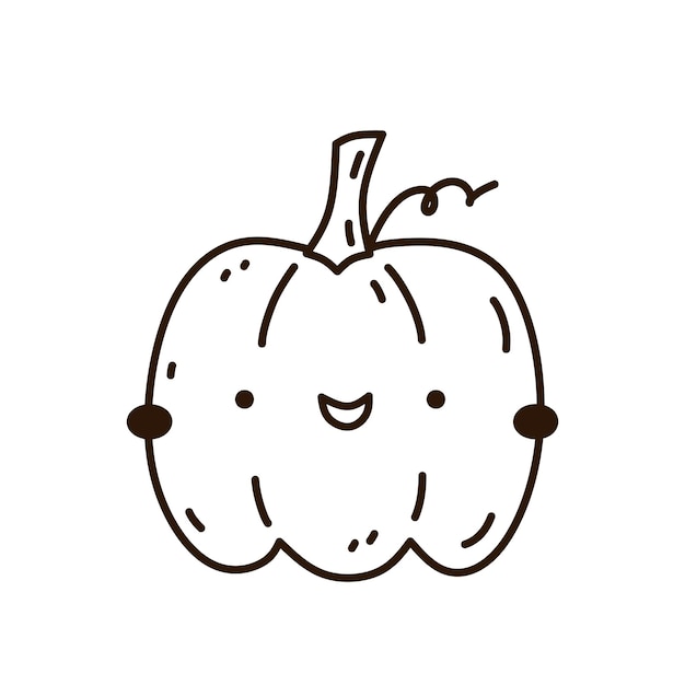 Cute and funny pumpkin isolated on white background hand drawn doodle illustration Halloween design