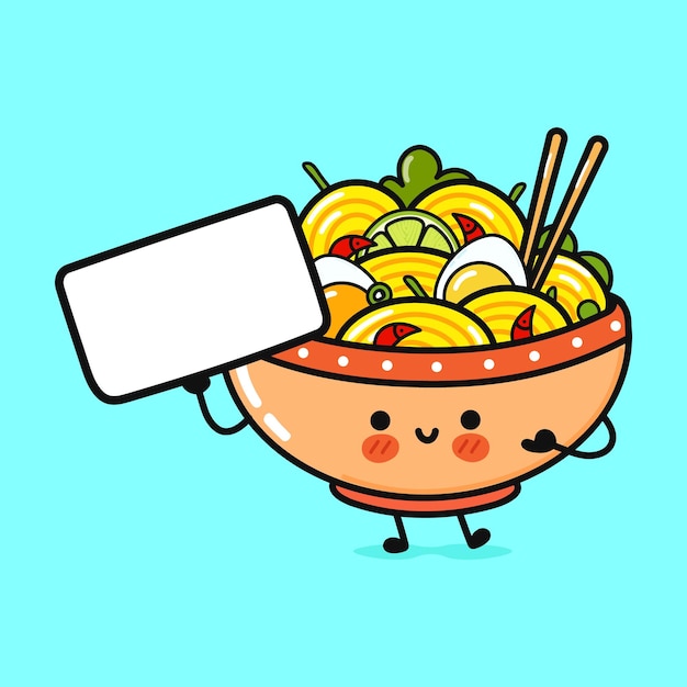 Cute funny ramen bowl with poster