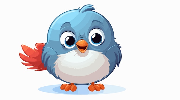 Cute Funny Round Bird with Speech Bubble Cartoon Vector Illustration