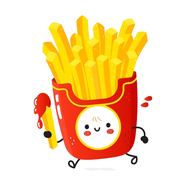 Cute funny running french fries