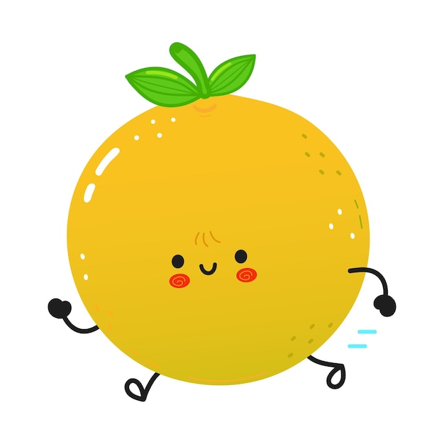 Cute funny running grapefruit