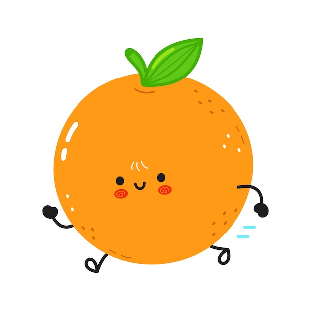 Cute funny running orange fruit