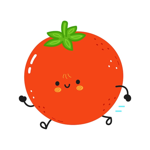 Cute funny running tomato