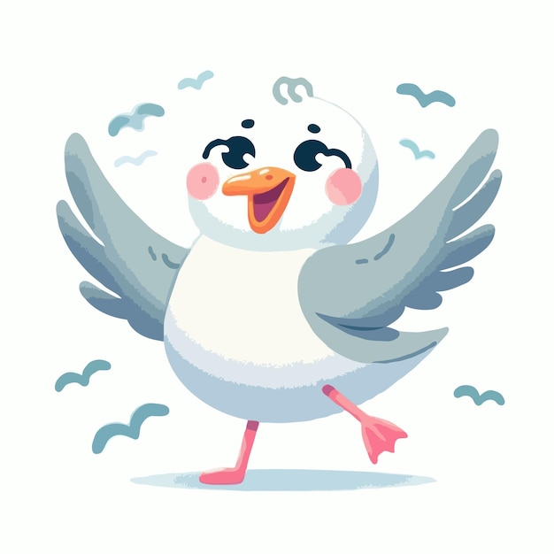 cute funny seagull vector on white background