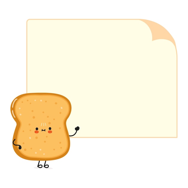 Cute funny sliced toast bread character with speech bubble