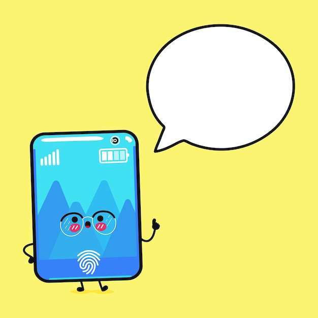 Cute funny smartphone with speech bubble