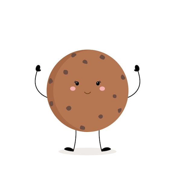 Cute funny smiling chocolate chip cookiesVector illustration of cute cookies