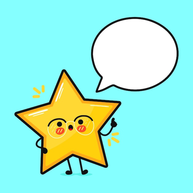 Cute funny star with speech bubble