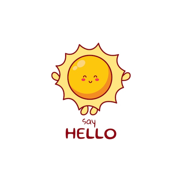 Cute funny sun character Vector hand drawn cartoon mascot character illustration icon