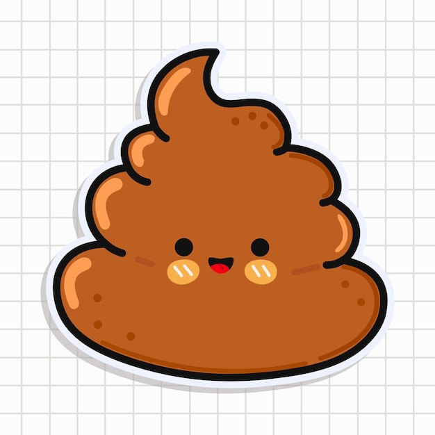 Cute funny Turd sticker Vector hand drawn cartoon kawaii character illustration icon Isolated on background Turd character concept