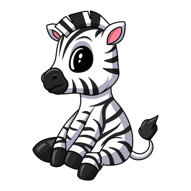 Cute funny zebra cartoon sitting