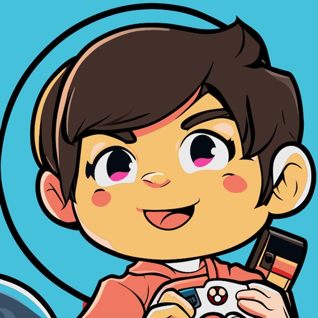 cute gamer boy vector illustration