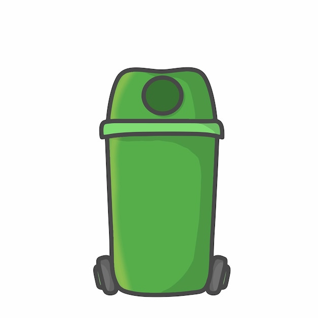 Cute Garbage Can Character Flat Cartoon Emoticon Vector Template Design Illustration