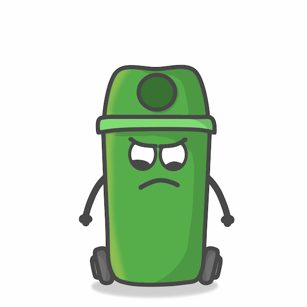 Vector cute garbage can character flat cartoon emoticon vector template design illustration